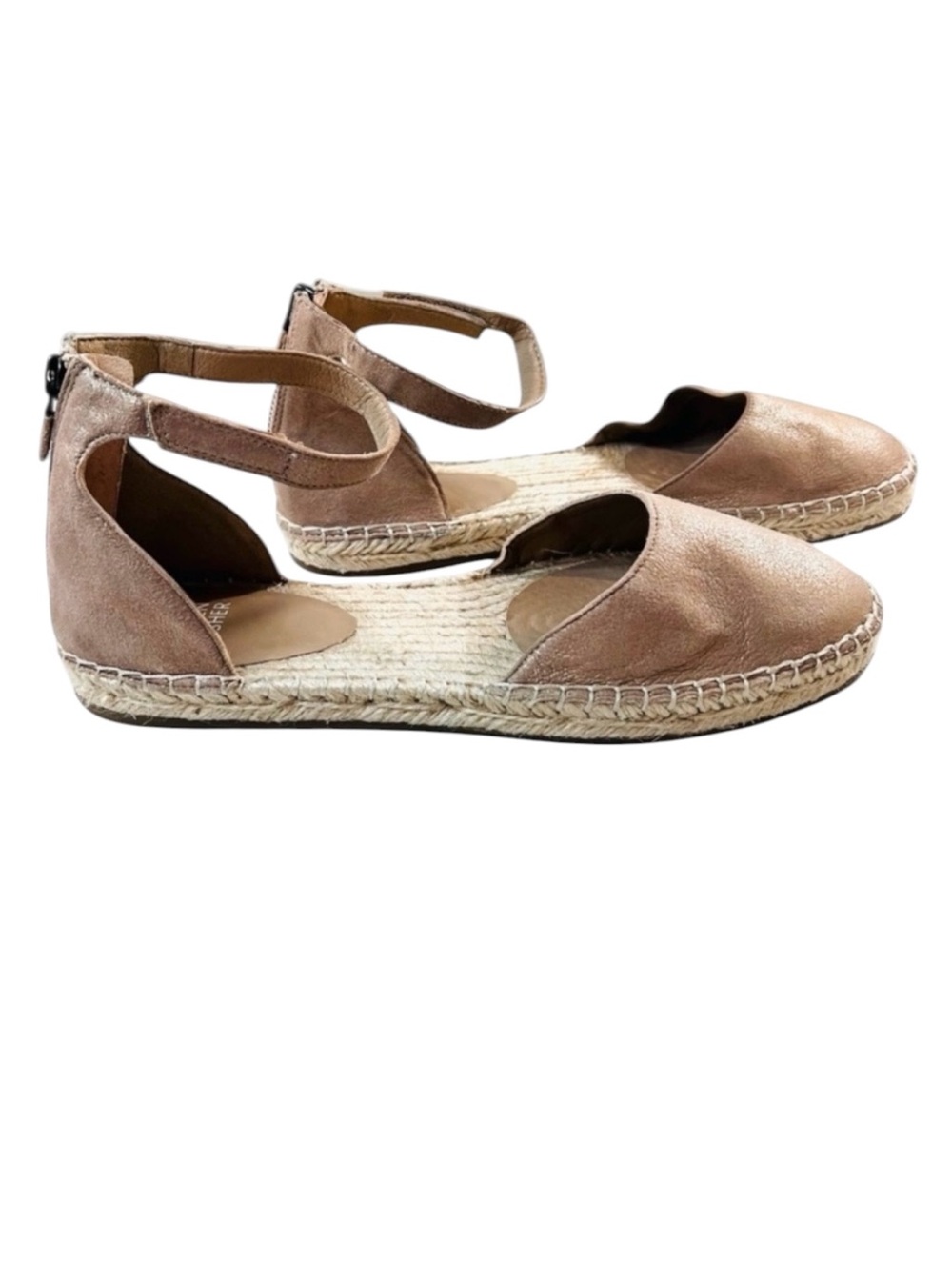 Eileen Fisher Lala Espadrille Flat Sandal, Leather, Metallic Tan, Size 8.5